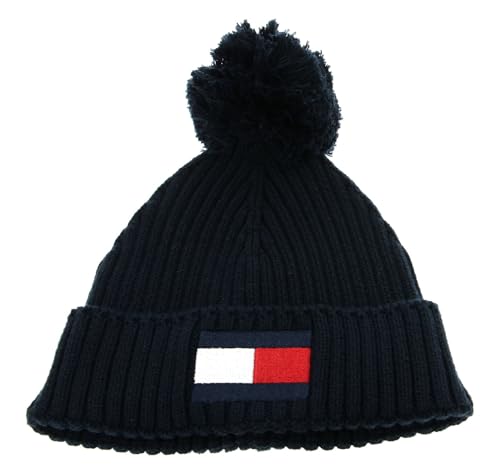 Tommy Hilfiger Damen Mütze mit Bommel, Blau, S/M von Tommy Hilfiger