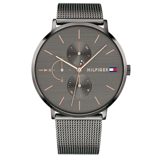 Tommy Hilfiger Multi Zifferblatt Quarz Uhr für Damen mit Graues Edelstahl-Mesh-Gliederarmband - 1781945 von Tommy Hilfiger