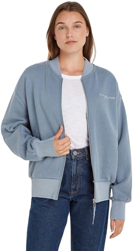 Tommy Hilfiger Damen Muted GMD HWK Zipup Jacket WW0WW41227 Schwere Strickjacken, Blau (Blue Coal), S-M von Tommy Hilfiger