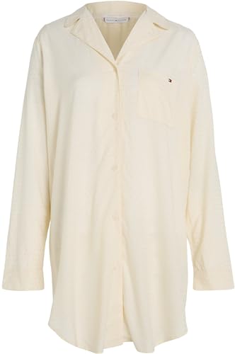 Tommy Hilfiger Damen Nachthemd Shirtdress Langarm, Weiß (Ivory), M von Tommy Hilfiger