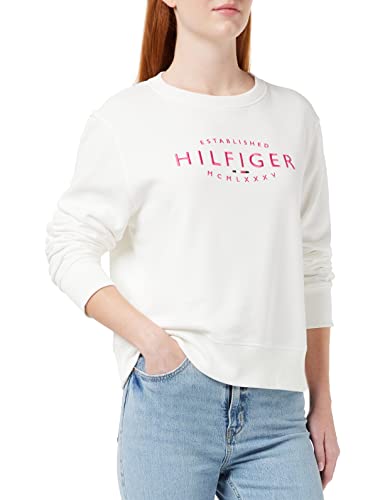 Tommy Hilfiger Damen Reg New Branded O-Nk Sweatshirt WW0WW35978 Pullover, Weiß (Ecru), L von Tommy Hilfiger