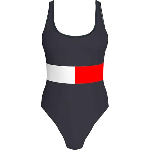Tommy Hilfiger Damen One Piece EXT Sizes Uw0Uw05853 Badeanzug mit U-Rücken, Blue (Dark Night Navy), M von Tommy Hilfiger