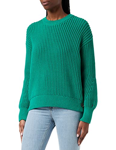 Tommy Hilfiger Damen Org Cotton Button C-Nk Sweater WW0WW35883 Pullover, Grün (Courtside Green), L von Tommy Hilfiger