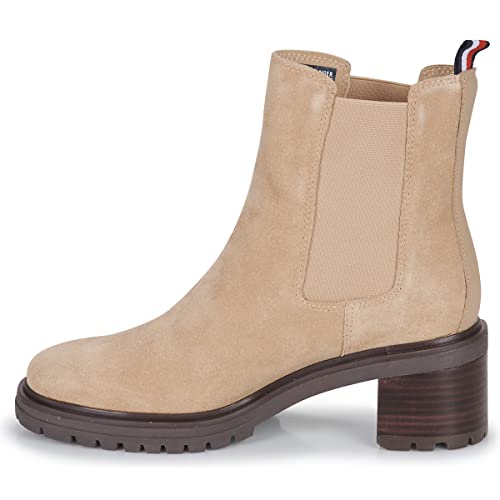 Tommy Hilfiger Damen Outdoor Chelsea MID Heel Boot 619 FW0FW06619 Mittelhohe Stiefel, Beige (Khaki Dream), 39 EU von Tommy Hilfiger