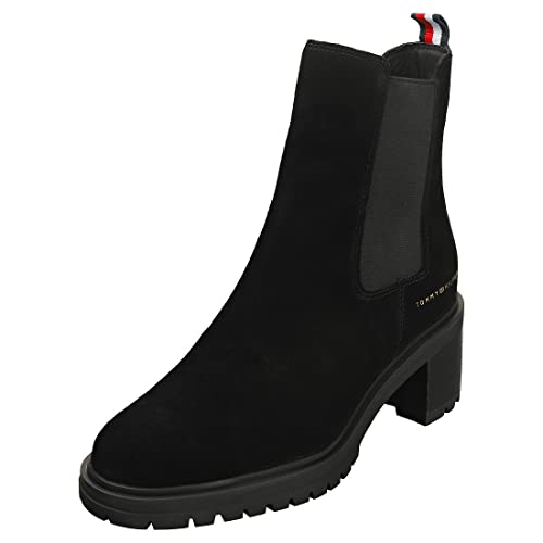 Tommy Hilfiger Damen Outdoor Chelsea MID Heel Boot 619 FW0FW06619 Mittelhohe Stiefel, Schwarz (Black), 41 EU von Tommy Hilfiger