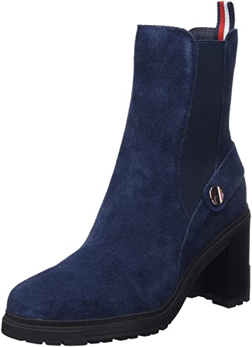 Tommy Hilfiger Damen Outdoor HIGH Heel Boot FW0FW06739 Mittelhohe Stiefel, Blau (Desert Sky), 38 EU von Tommy Hilfiger