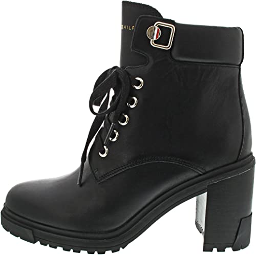 Tommy Hilfiger Damen Outdoor Heel LACE UP Boot FW0FW06726 Mittelhohe Stiefel, Schwarz (Black), 39 EU von Tommy Hilfiger