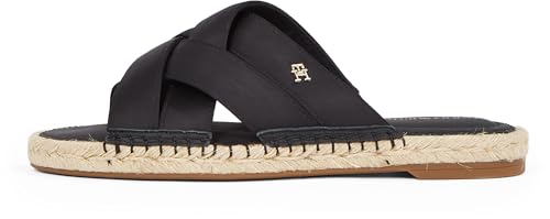 Tommy Hilfiger Damen Pantoletten Satin Mule Sandalen, Schwarz (Black), 39 von Tommy Hilfiger