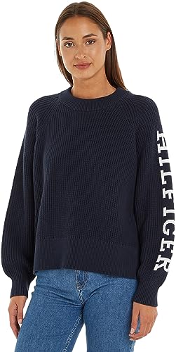 Tommy Hilfiger Damen Pullover Crew-Neck Sweater Strickpullover, Blau (Desert Sky), L von Tommy Hilfiger