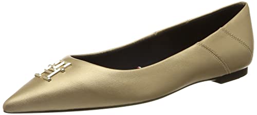 Tommy Hilfiger Damen Ballerinas Pointy Chic Ballerina Gold Elegant, Gold, 38 EU von Tommy Hilfiger