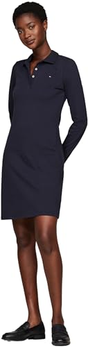 Tommy Hilfiger Damen Polokleid 1985 Pique Polo Dress Slim Fit, Blau (Desert Sky), XXS von Tommy Hilfiger