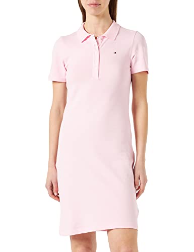 Tommy Hilfiger Damen Polokleid 1985 Slim Pique Slim Fit, Rosa (Pastel Pink), L von Tommy Hilfiger