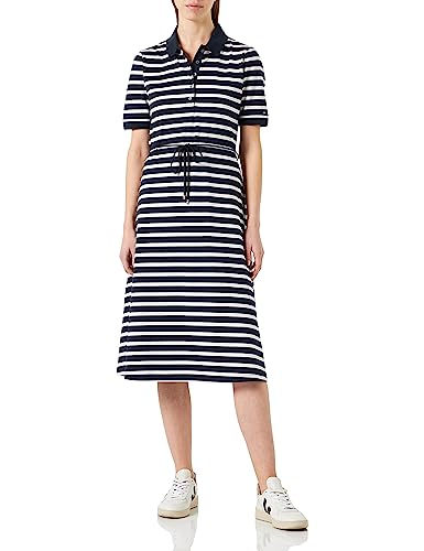 Tommy Hilfiger Damen Polokleid Knielang, Mehrfarbig (Breton Stripes Desert Sky/W White), S von Tommy Hilfiger