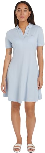 Tommy Hilfiger Damen Polokleid Kurzarm, Blau (Breezy Blue), L von Tommy Hilfiger