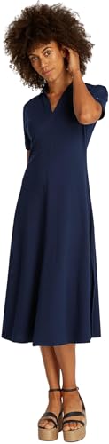 Tommy Hilfiger Damen Polokleid Lyocell Midi-Länge, Blau (Dark Night Navy), S von Tommy Hilfiger