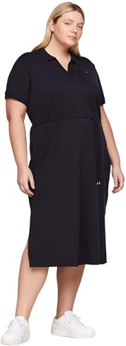 Tommy Hilfiger Damen Polokleid Midi-Länge, Blau (Desert Sky), 52 von Tommy Hilfiger