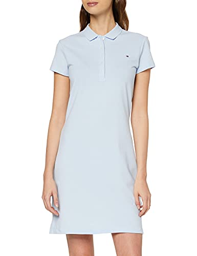 Tommy Hilfiger Damen Polokleid Slim Fit, Blau (Breezy Blue), XS von Tommy Hilfiger
