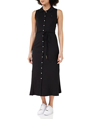 Tommy Hilfiger Damen Polokleid Slim Fit, Schwarz (Black), M von Tommy Hilfiger