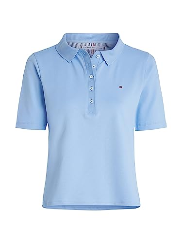 Tommy Hilfiger Damen Poloshirt Kurzarm 1985 Pique Polo Regular Fit, Blau (Vessel Blue), XS von Tommy Hilfiger