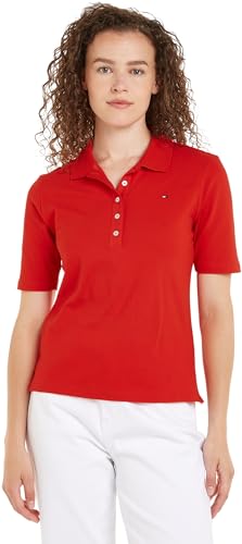 Tommy Hilfiger Damen Poloshirt Kurzarm 1985 Reg Pique Polo Ss Regular Fit, Rot (Fierce Red), S von Tommy Hilfiger