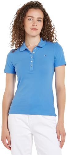 Tommy Hilfiger Damen Poloshirt Kurzarm 1985 Slim Pique Polo Ss Slim Fit, Blau (Blue Spell), L von Tommy Hilfiger