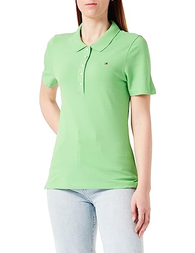 Tommy Hilfiger Damen Poloshirt Kurzarm 1985 Slim Pique Slim Fit, Grün (Spring Lime), L von Tommy Hilfiger