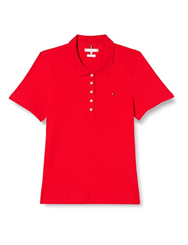 Tommy Hilfiger Damen Poloshirt Kurzarm 1985 Slim Pique Slim Fit, Rot (Fireworks), L von Tommy Hilfiger