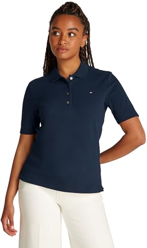 Tommy Hilfiger Damen Poloshirt Kurzarm Regular Fit, Blau (Dark Night Navy), XXS von Tommy Hilfiger