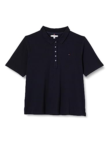 Tommy Hilfiger Damen Poloshirt Kurzarm Regular Fit, Blau (Desert Sky), 48 von Tommy Hilfiger