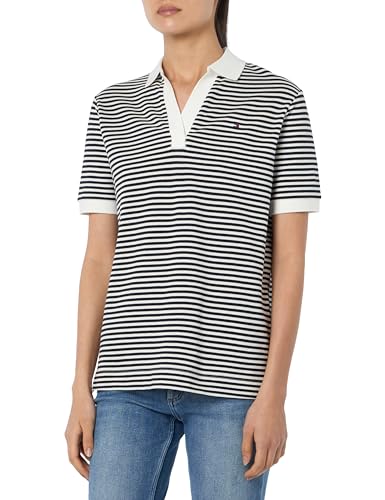 Tommy Hilfiger Damen Poloshirt Kurzarm Regular Fit, Mehrfarbig (Mini Stp Desert Sky/ White), S von Tommy Hilfiger