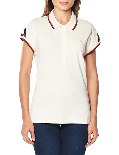 Tommy Hilfiger Damen Poloshirt Kurzarm Regular Fit, Weiß (Calico), S von Tommy Hilfiger