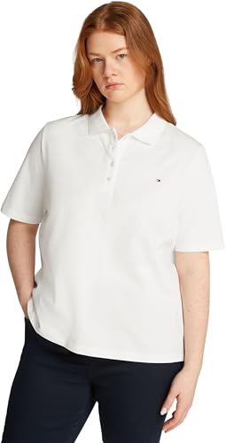 Tommy Hilfiger Damen Poloshirt Kurzarm Regular Fit, Weiß (Ecru), 52 von Tommy Hilfiger