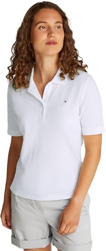Tommy Hilfiger Damen Poloshirt Kurzarm Regular Fit, Weiß (Ecru), XXL von Tommy Hilfiger