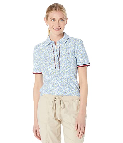 Tommy Hilfiger Damen Poloshirt T-Shirt, French Blue Floral, Small von Tommy Hilfiger