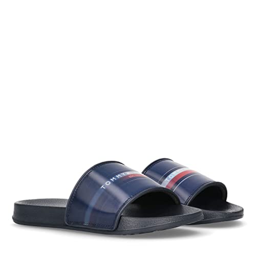 Tommy Hilfiger Damen Pool Reflective Slide Print Bade-Schuh Latschen Sauna Beach, Farbe:Blau, Schuhe NEU:EU 35 von Tommy Hilfiger