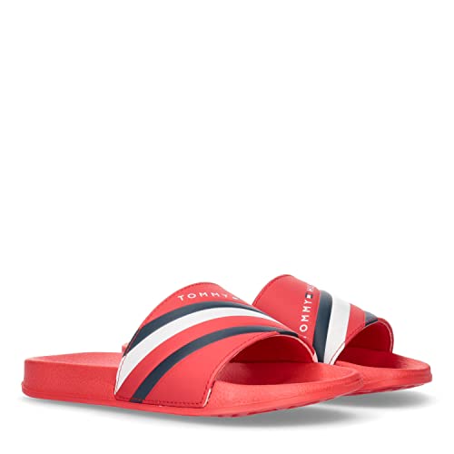 Tommy Hilfiger Damen Pool Slide Stripes Print Bade-Schuh Latschen Sauna Beach, Farbe:Rot, Schuhe NEU:EU 37 von Tommy Hilfiger
