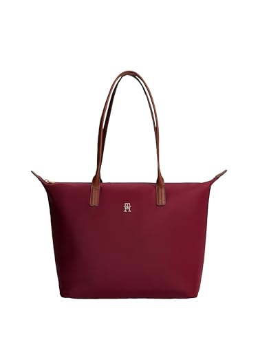 Tommy Hilfiger Damen Popette Large Tote Bag with Zipper Tragetasche, Deep Rouge von Tommy Hilfiger