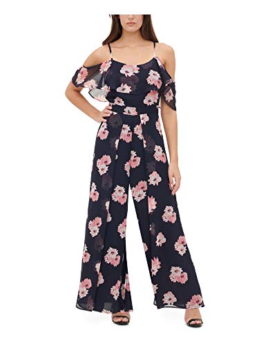 Tommy Hilfiger Damen Printed Chiffon Jump Suit Kleid, Sky Captain/Bloom, 46 von Tommy Hilfiger