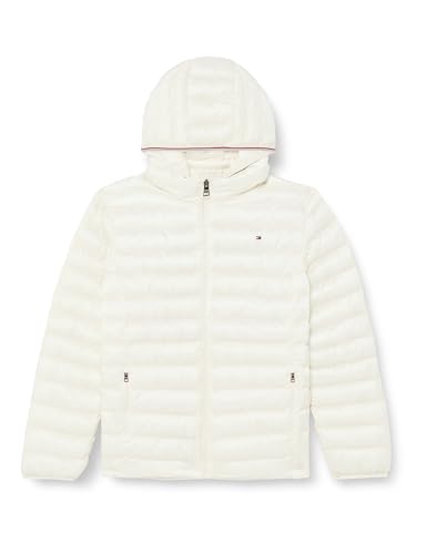 Tommy Hilfiger Damen Pufferjacke Curve Low Padded Global Stripe mit Kapuze, Elfenbein (Ancient White), 48 von Tommy Hilfiger