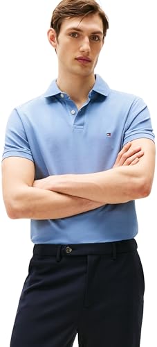 Tommy Hilfiger Herren Poloshirt Kurzarm 1985 Regular Fit, Blau (Brisk Blue), M von Tommy Hilfiger