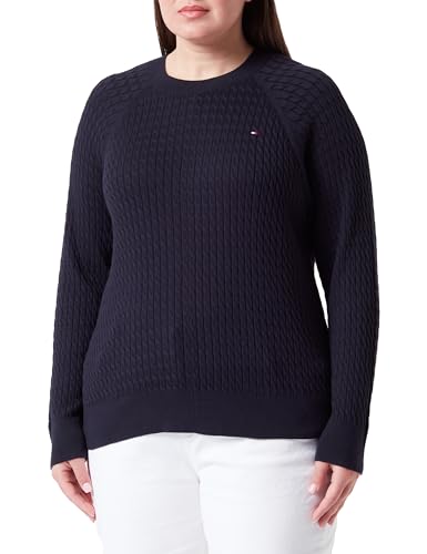 Tommy Hilfiger Damen Pullover Cable Sweater Strickpullover, Blau (Desert Sky), 46 von Tommy Hilfiger