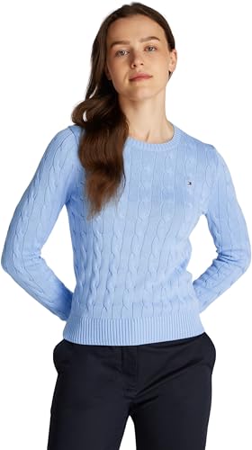 Tommy Hilfiger Damen Pullover Co Cable Rundhalsausschnitt, Blau (Vessel Blue), M von Tommy Hilfiger