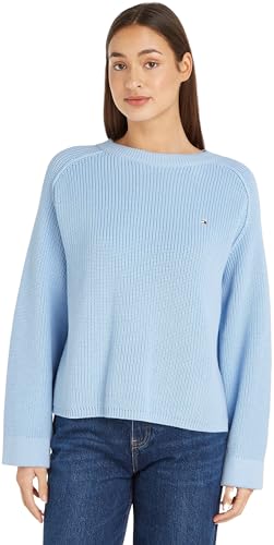 Tommy Hilfiger CO CARDI STITCH C-NK SWT Pullover Damen, Blau (Well Water), L von Tommy Hilfiger
