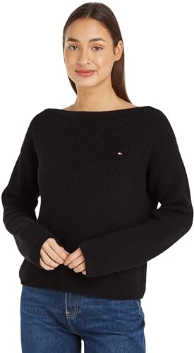 Tommy Hilfiger Damen Pullover Co Cardi Stitch Open-Nk SWT Strickpullover, Schwarz (Black), S von Tommy Hilfiger