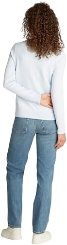 Tommy Hilfiger Damen Pullover Jersey Fine mit Rundhalsausschnitt, Blau (Breezy Blue), XS von Tommy Hilfiger