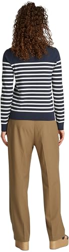 Tommy Hilfiger Damen Pullover Jersey Fine mit Rundhalsausschnitt, Mehrfarbig (Dark Night Navy/Ivory Petal STP), XXS von Tommy Hilfiger