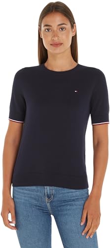 Tommy Hilfiger Damen Pullover Jersey Stitch Sweater Kurzarm, Blau (Desert Sky), XXS von Tommy Hilfiger