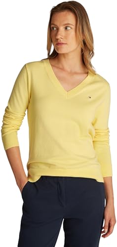 Tommy Hilfiger Damen Pullover Jersey V-Neck Strickpullover, Gelb (Citronella), XXL von Tommy Hilfiger