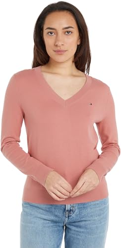 Tommy Hilfiger Damen Co Jersey Stitch V-nk Sweater Ww0ww40098 Pullover, Rosa (Teaberry Blossom), L EU von Tommy Hilfiger