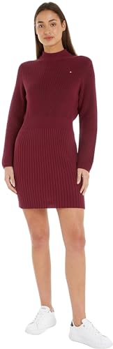 Tommy Hilfiger Damen Pullover Kleid Co Cardi Stitch Langarm, Rot (Deep Rouge), L von Tommy Hilfiger